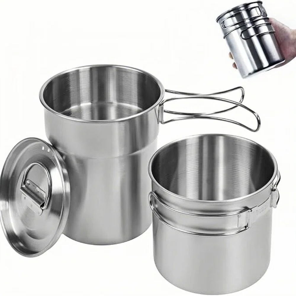 Camping Cooking Set - Tazas plegables para acampar, ollas para