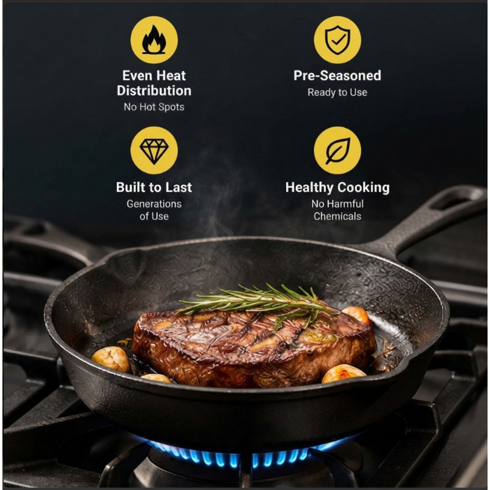 Skillet Cast Iron Camp - Juego de 3 Sartenes de Hierro