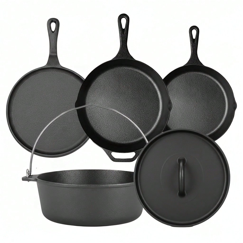 Camping Cooking Cast Iron - PACILACK Juego de Ollas y Sartenes