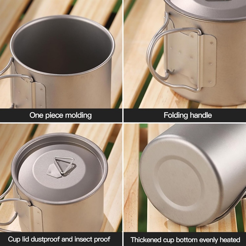 Taza de camping de titanio con - Camping Cooking Mesh reseña y precio