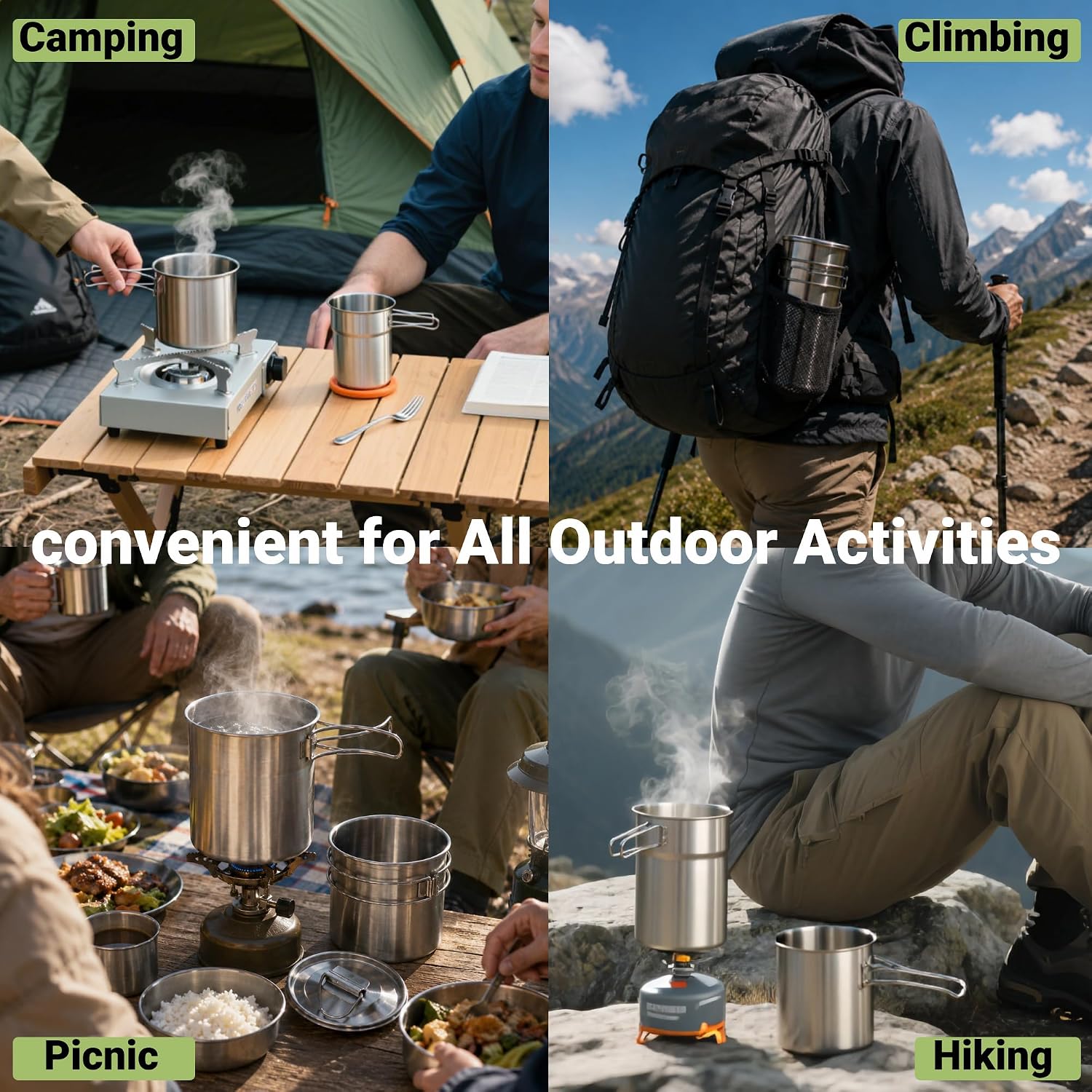 Tazas plegables para acampar,  - Camping Cooking Set reseña y precio