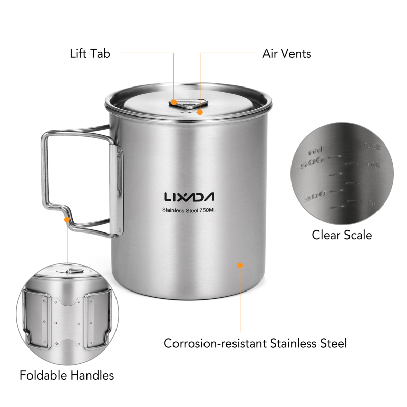 Lixada-taza de agua de acero i - Camping Cooking Mesh reseña y precio