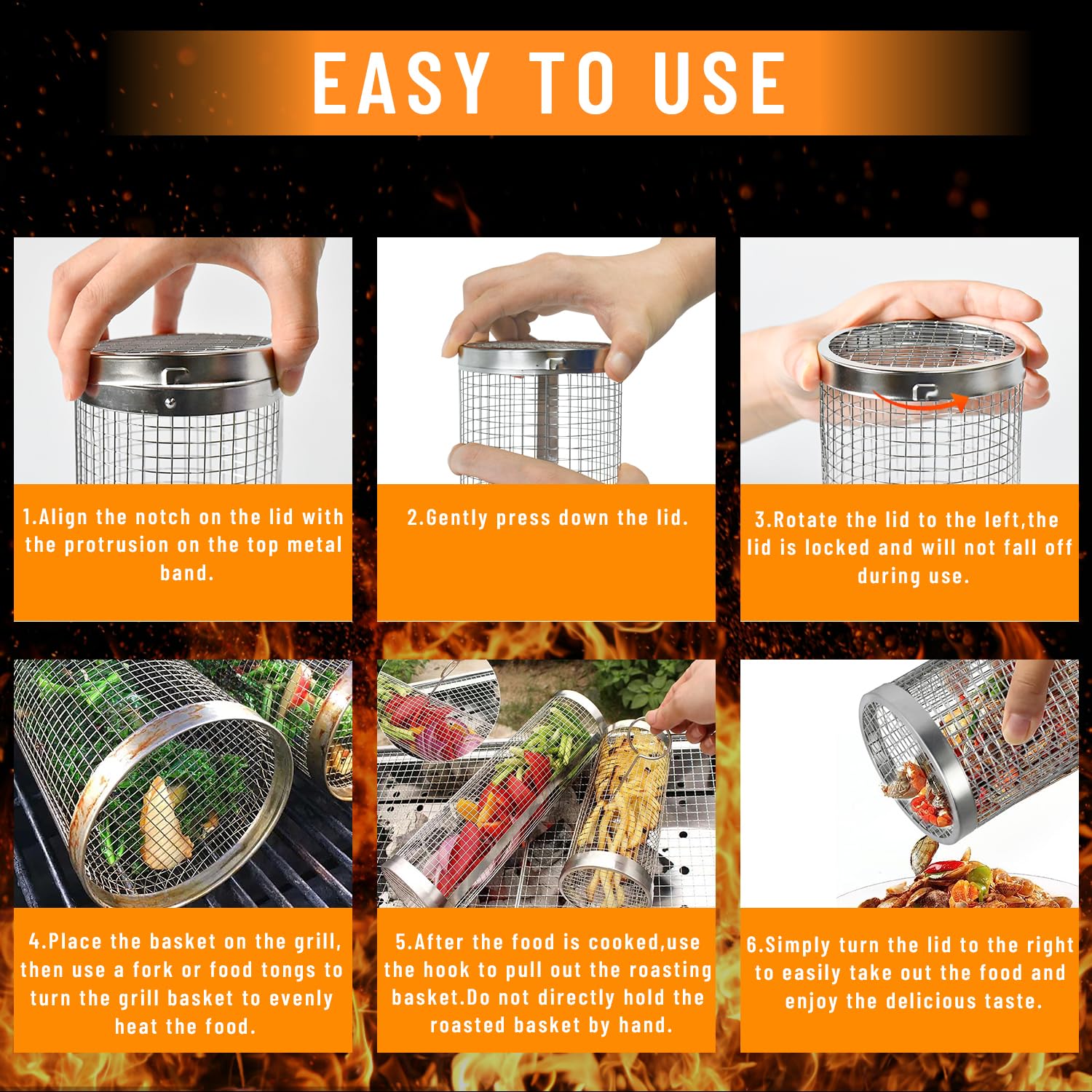 Cestas rodante para asar al ai - Camping Cooking Mesh reseña y precio