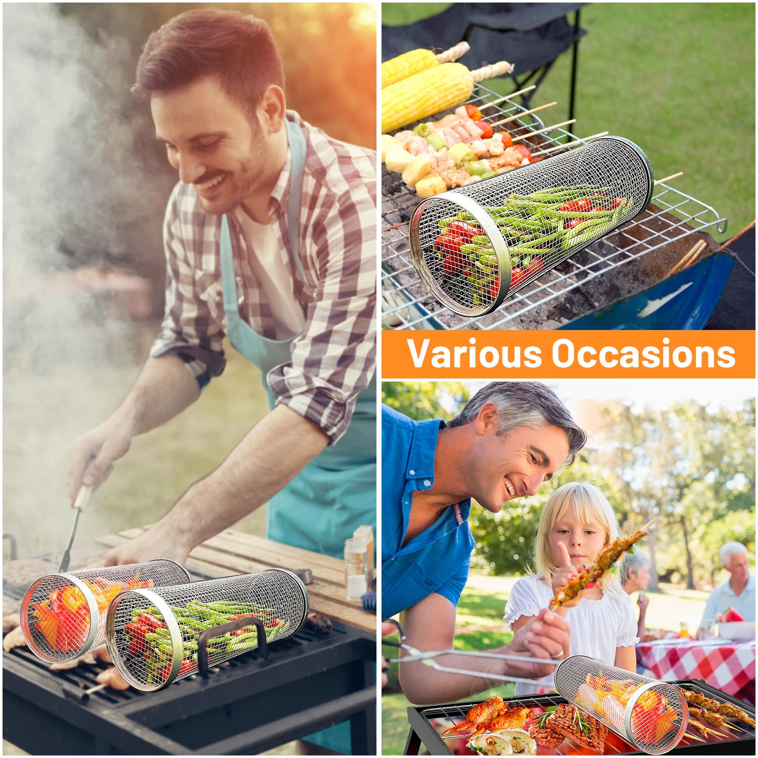 Cestas rodante para asar al ai - Camping Cooking Mesh reseña y precio
