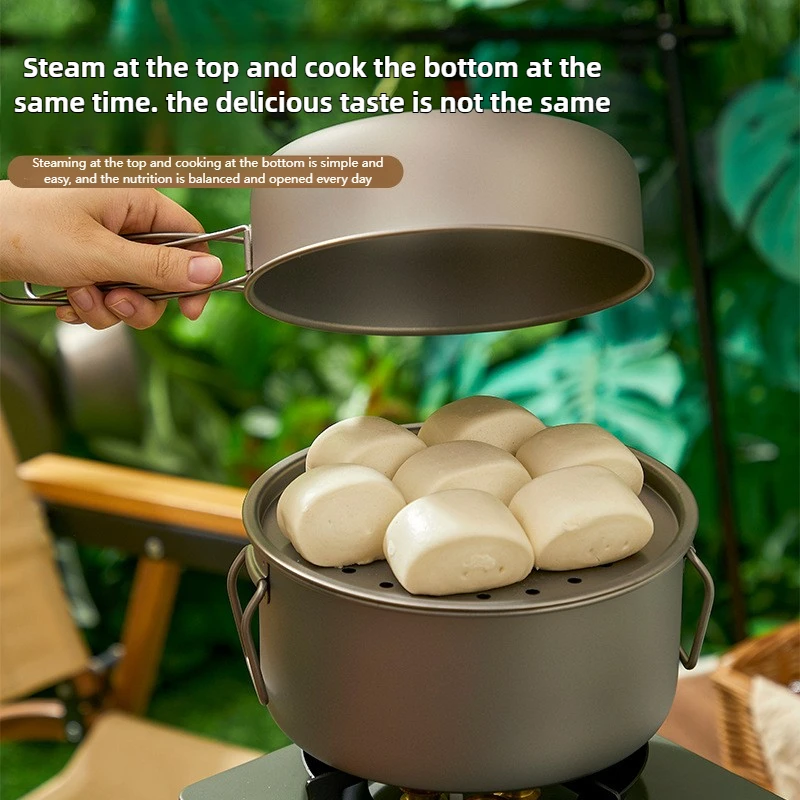 Juego de ollas de titanio para - Camping Cooking Mesh reseña y precio