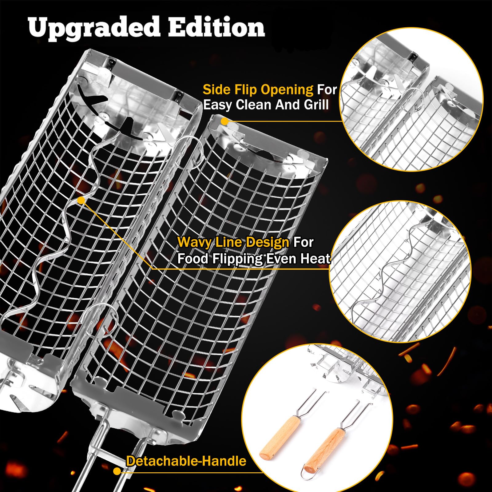 BUYYES-cesta rodante para parr - Camping Cooking Mesh reseña y precio