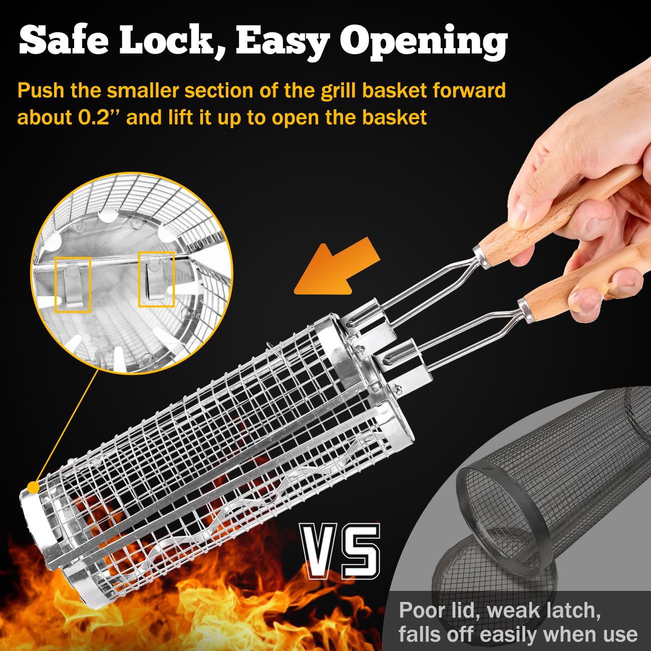 BUYYES-cesta rodante para parr - Camping Cooking Mesh reseña y precio