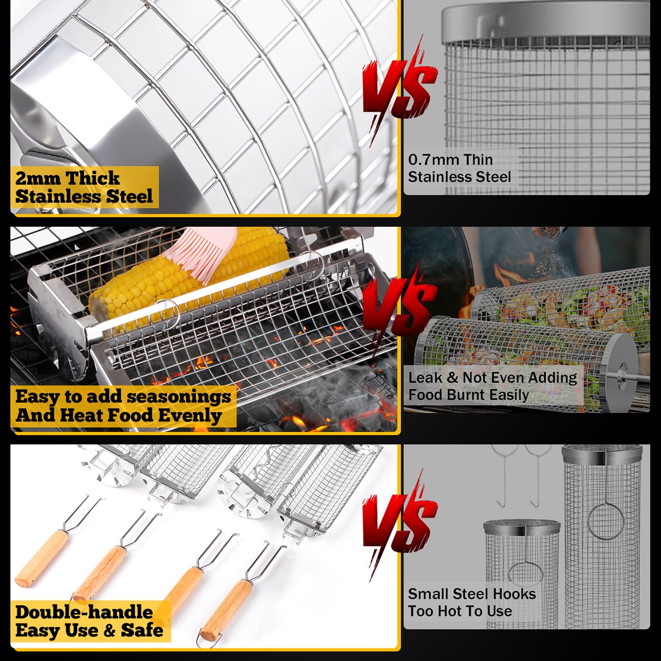 BUYYES-cesta rodante para parr - Camping Cooking Mesh reseña y precio