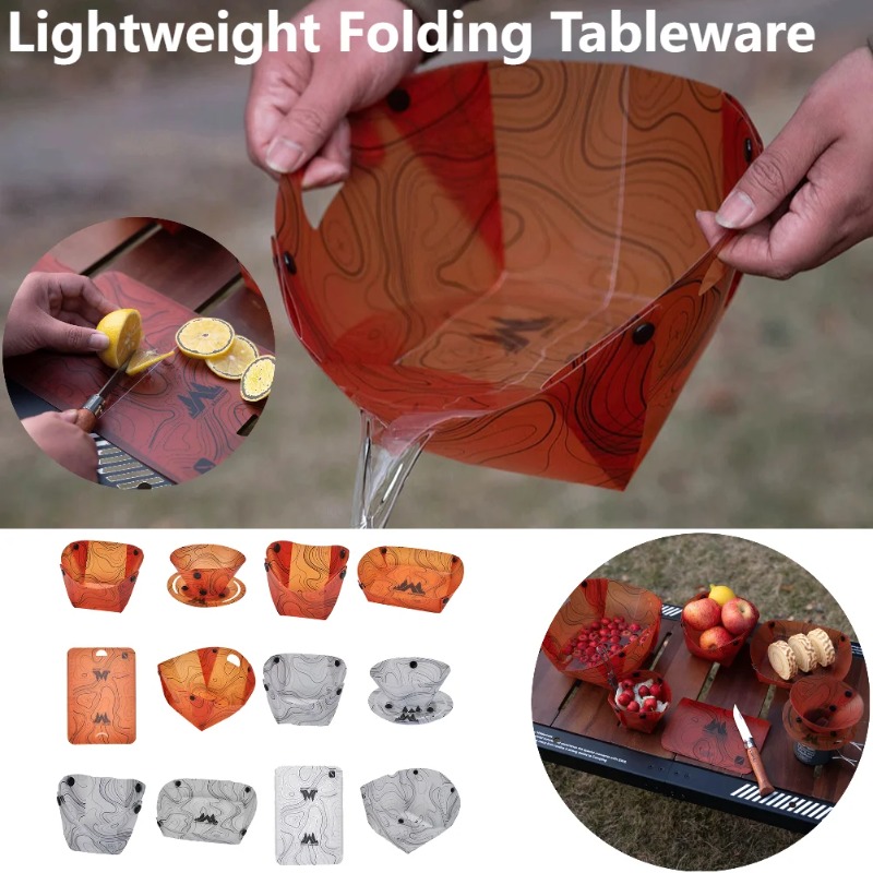 Vajilla plegable para acampar, - Camping Cooking Tray reseña y precio